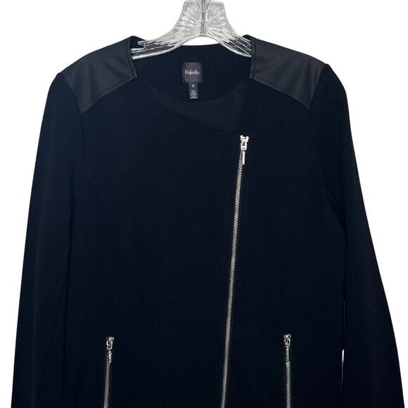 Rafaella Moto Jacket Womens Size 10 Black New Faux Leather Modern Tapestry - Picture 3 of 10